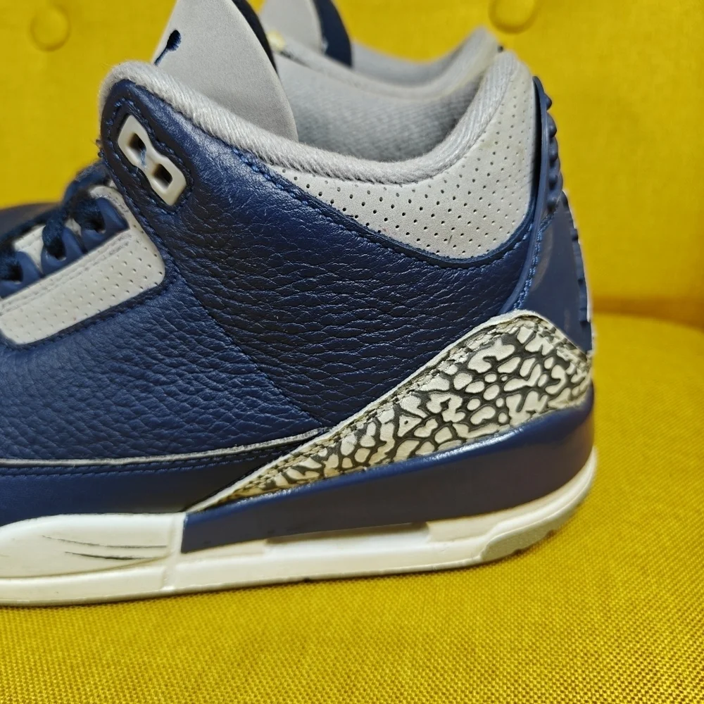 Jordan 3 Retro Georgetown Navy Gray Basketball Sneakers Men's Shoes Size 8